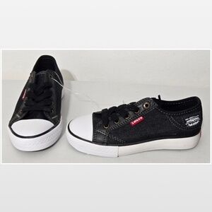 New Levis Shoes Kids Boys Size 12 Black Denim Stan Buck Sneakers NWT